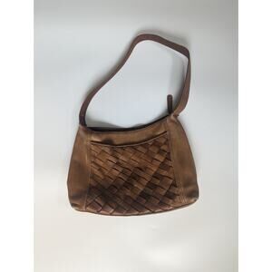 Vintage 90s St Johns Bay Brown Leather Woven Shoulder Handbag Purse